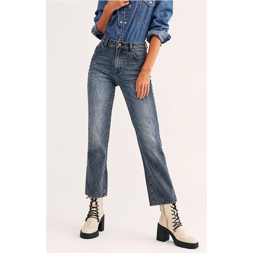Rolla's Original Cropped Straight Jeans Faded Black High Rise Denim 30 90s Retro